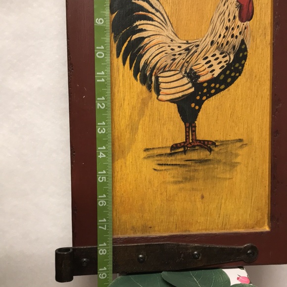 Vintage Chicken Hand painted rooster on wood shabby chic French country Home - Picture 5 of 9